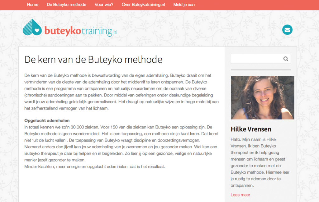 Webtekst Buteykotraining.nl door Coppig